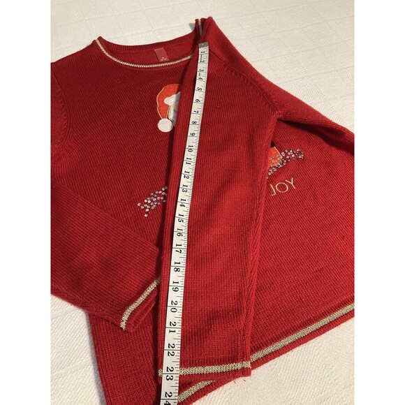 CHRISTMAS SWEATER Party Festive Santa Peace & Joy Red Sequined M 8-10 Holiday - Picture 7 of 10